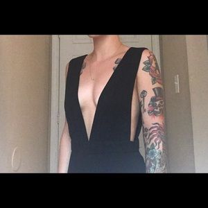 F21 deep v cropped jumpsuit